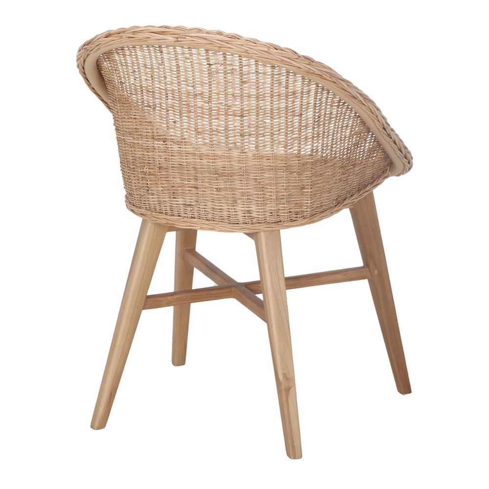 Silla de teca y ratán sintético Jules