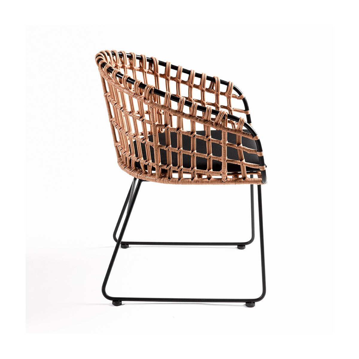 Sillón de ratán sintético redondeado Caños