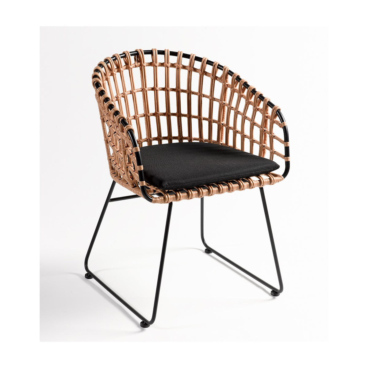 Sillón de ratán sintético redondeado Caños