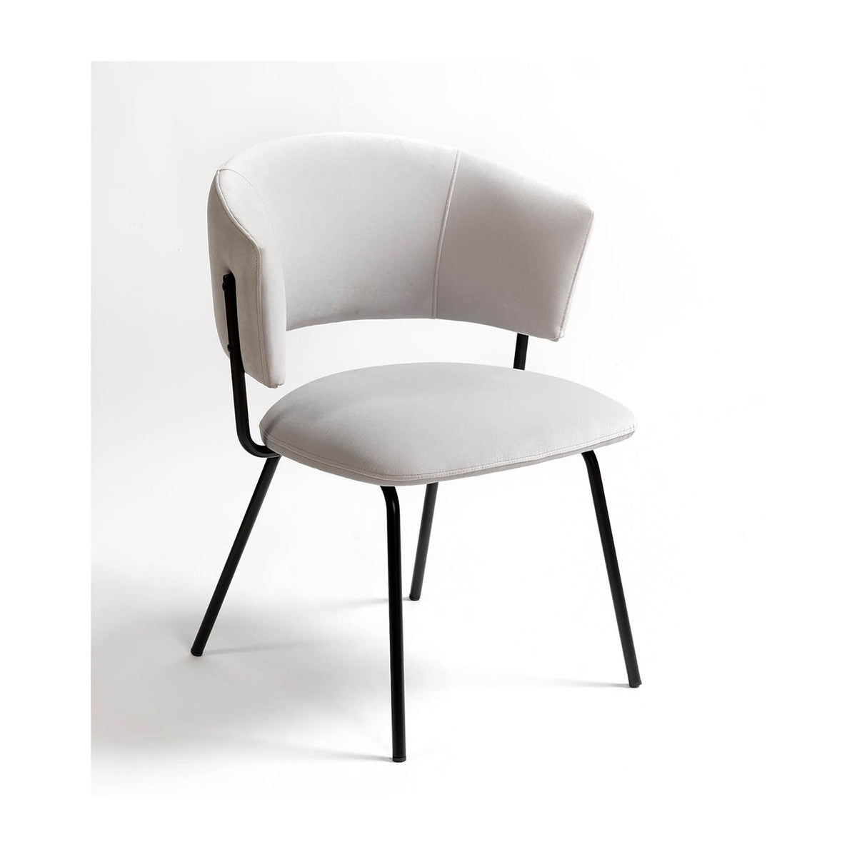 Silla tapizada blanca de respaldo redondeado Ugíjar