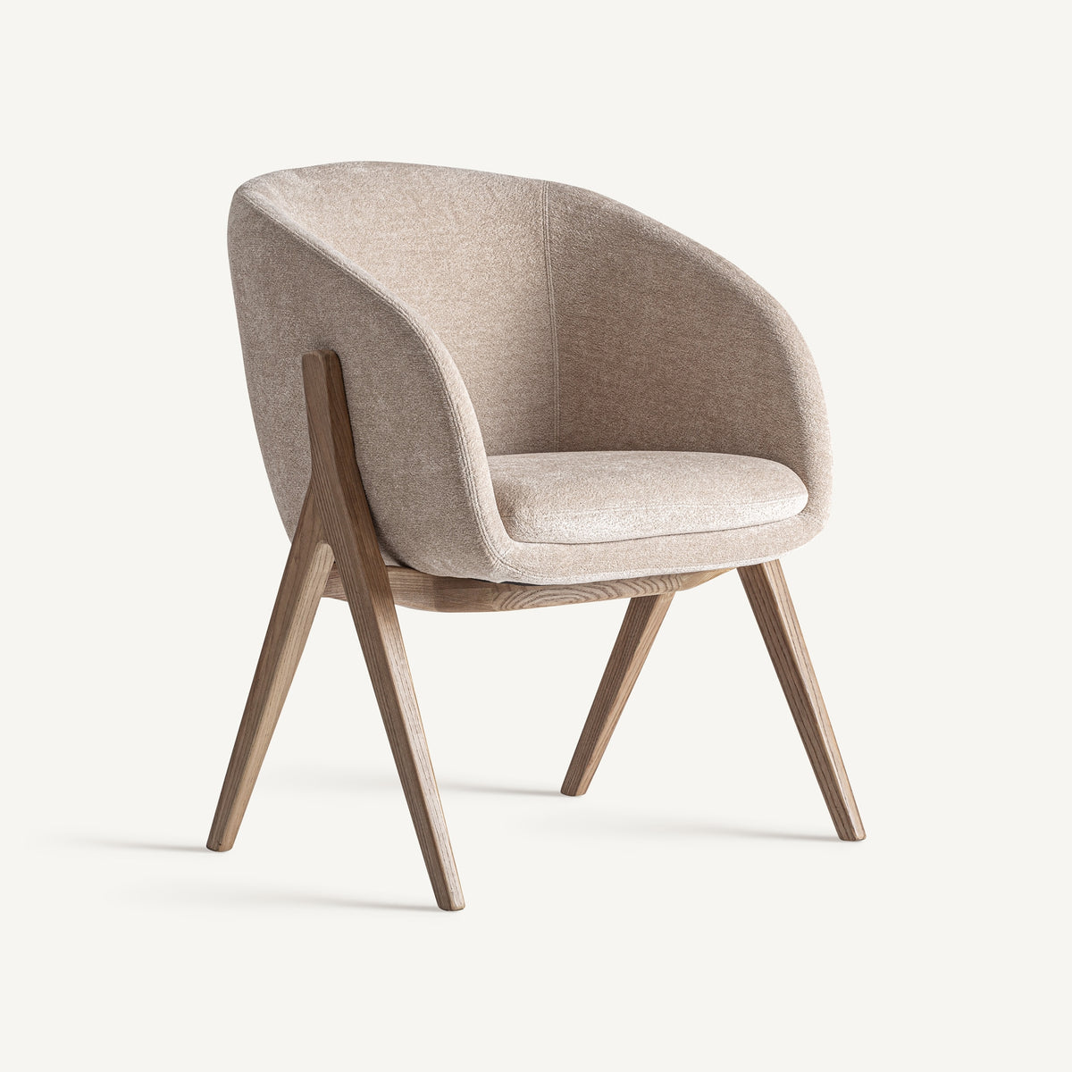 Silla tapizada beige de fresno Massanella