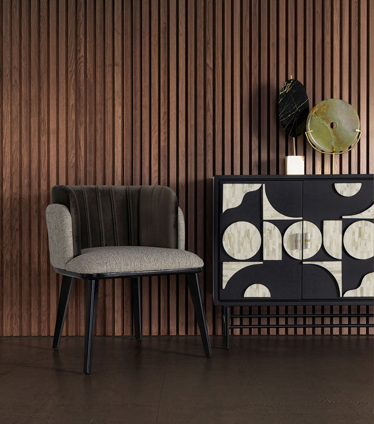 Silla tapizada gris Tirant