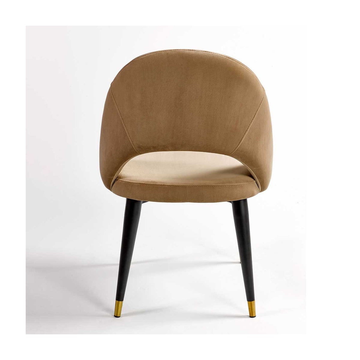 Silla de terciopelo beige y madera Juviles