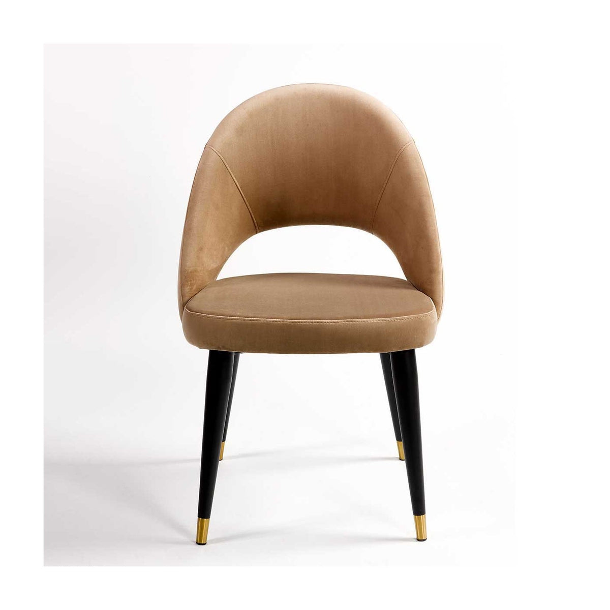Silla de terciopelo beige y madera Juviles