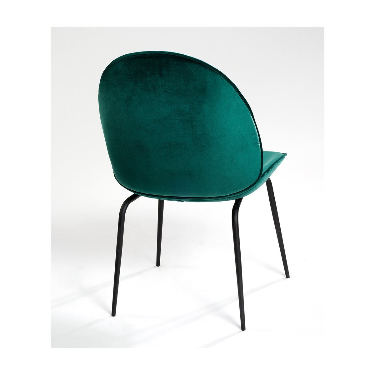 Silla de terciopelo verde y patas negras Paterna