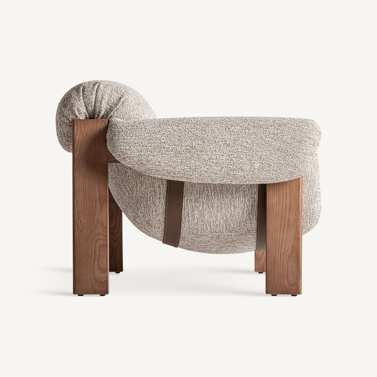 Sillón amplio de caucho tapizado beige Ses Variades