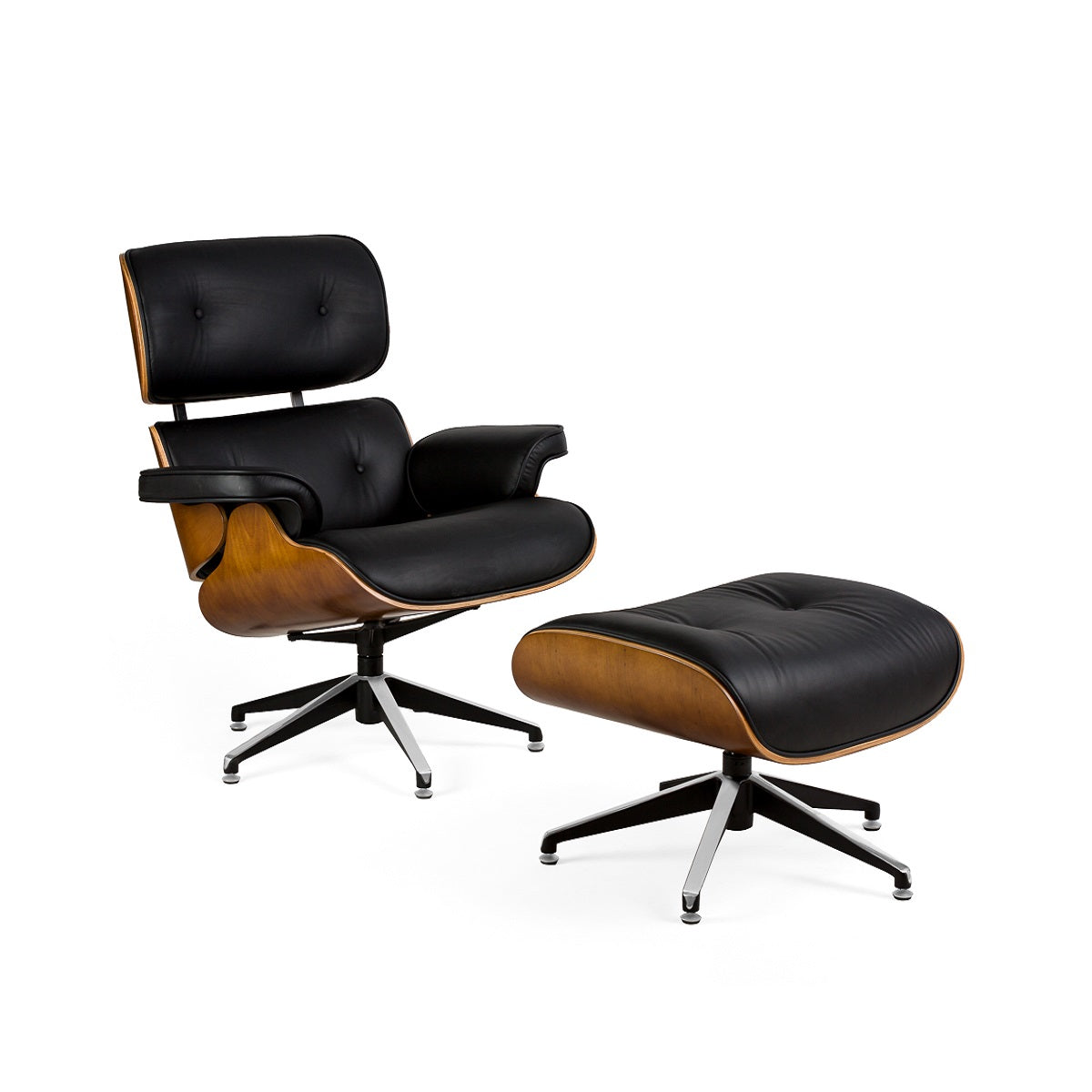 Sillón con reposapiés de piel Giussano