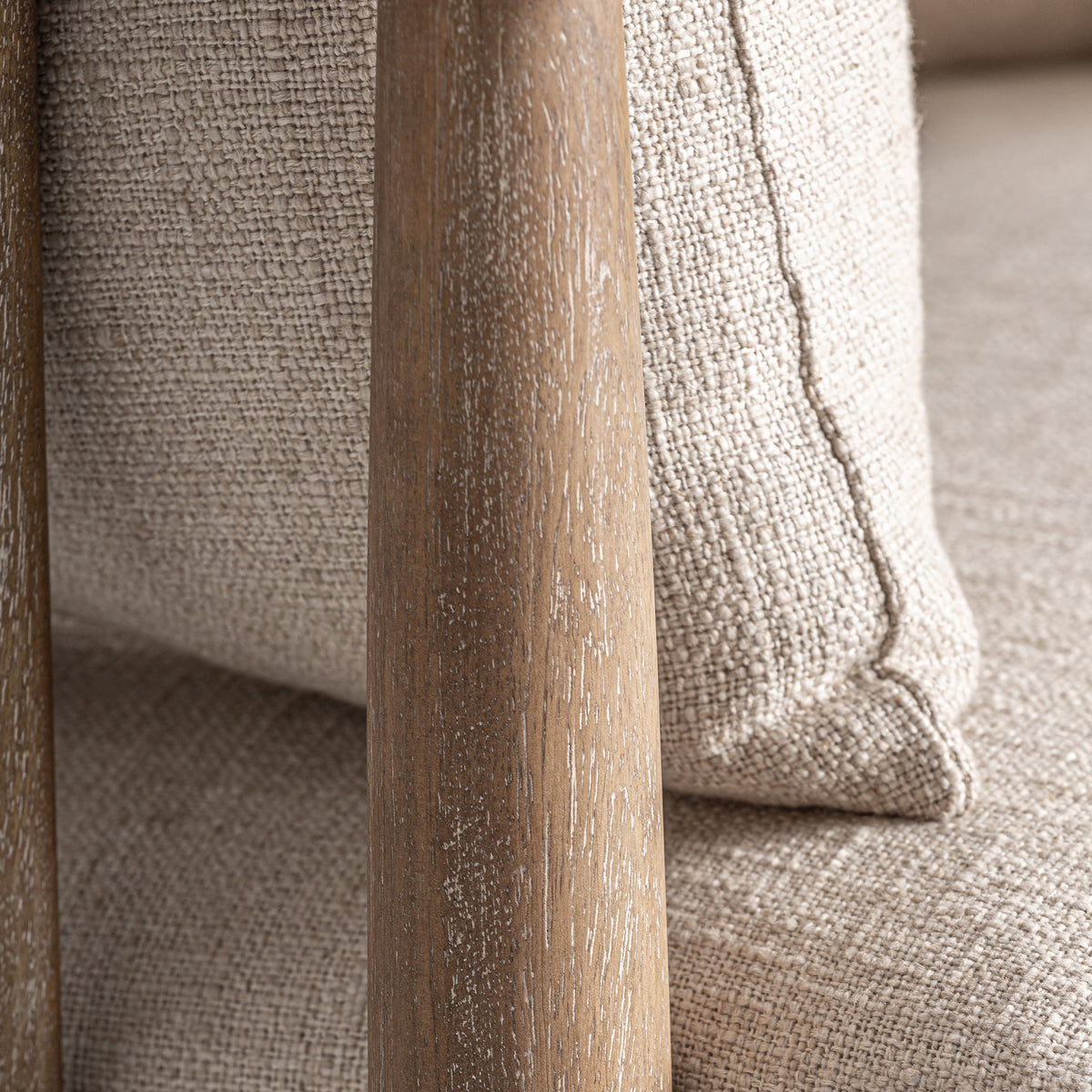 Sillón de abedul y algodón beige Sant Ferran