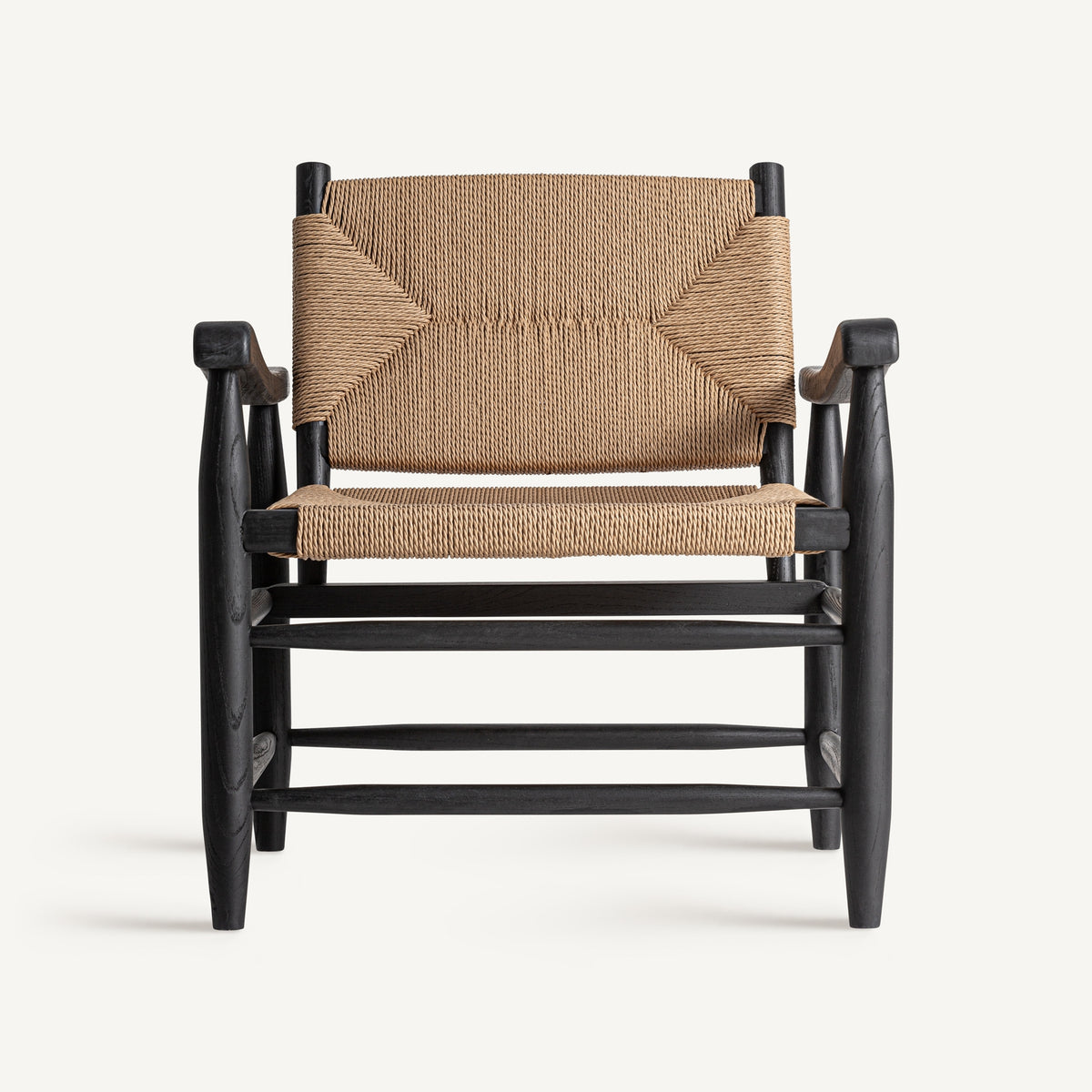 Sillón de caucho negro y cuerda Cala Mastella