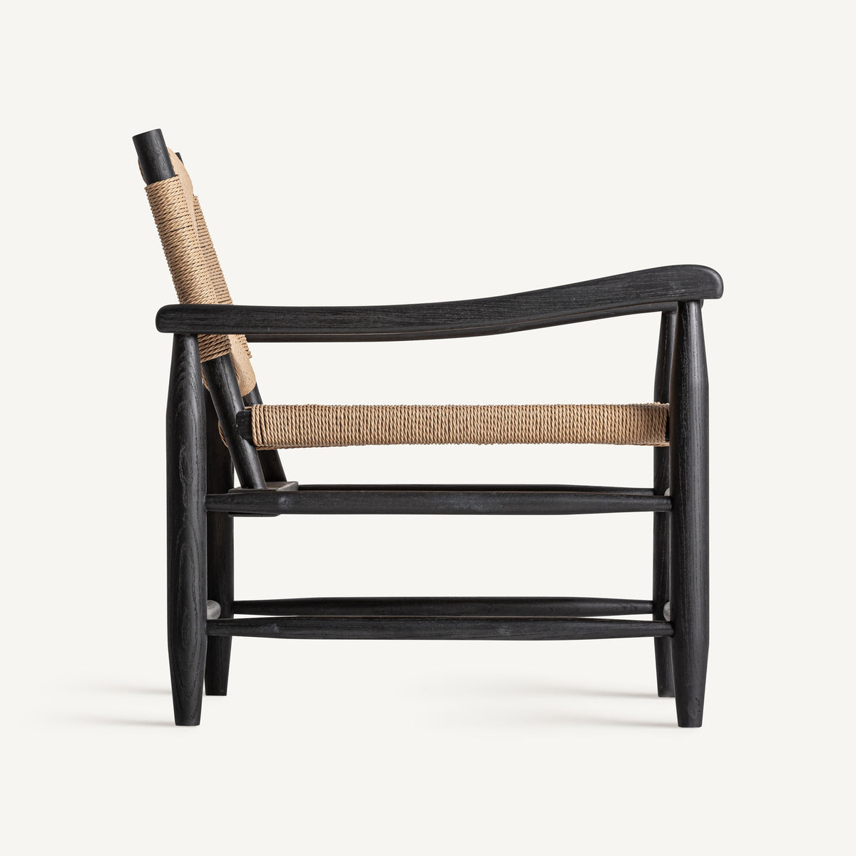 Sillón de caucho negro y cuerda Cala Mastella