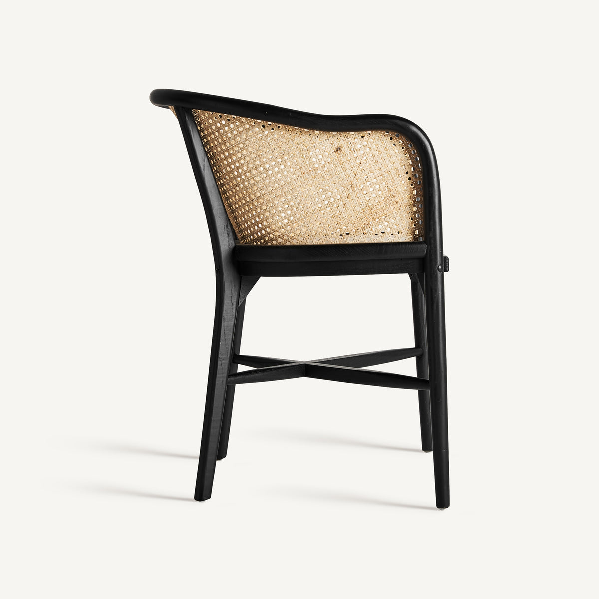 Sillón de comedor de abedul negro y lino Cala Olivera