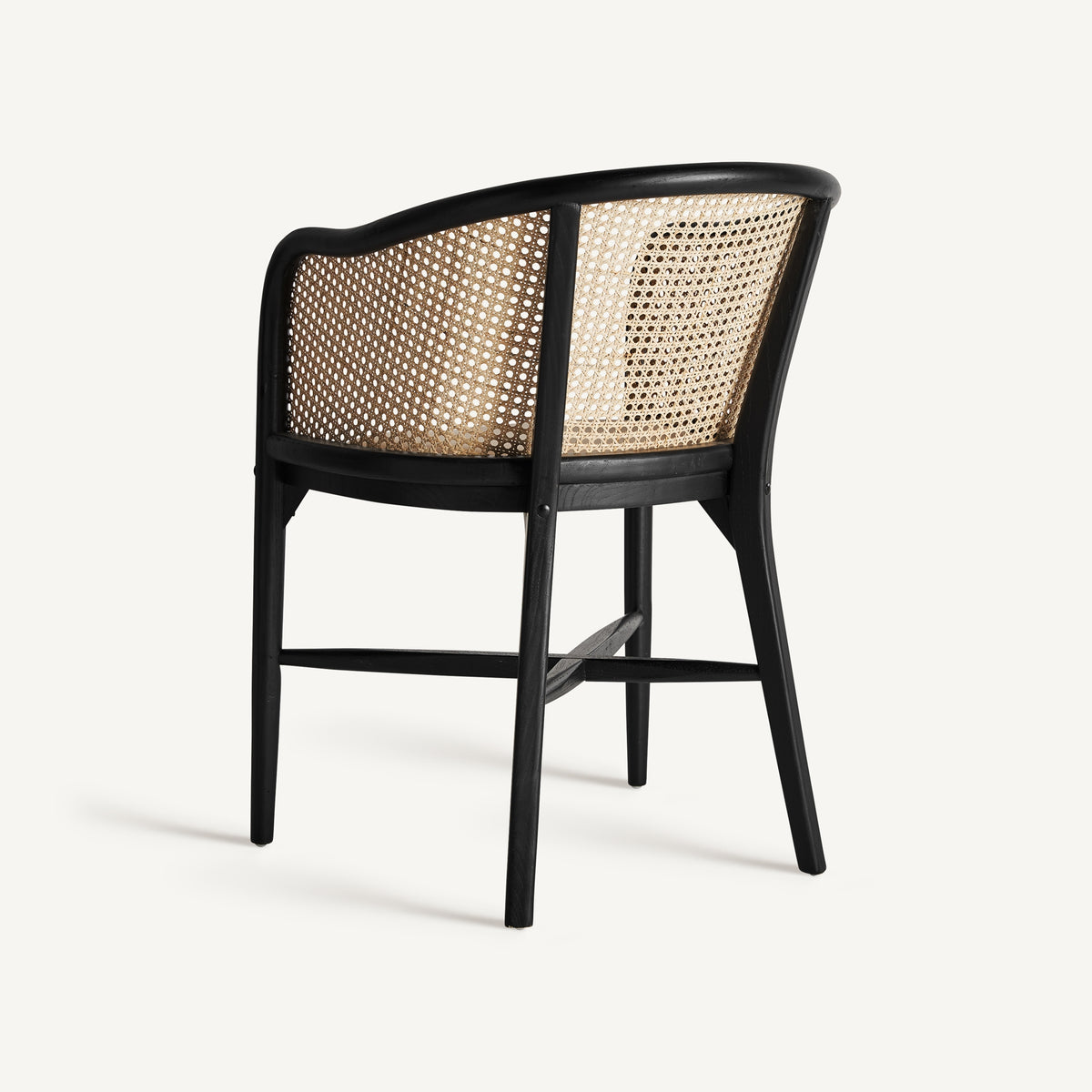 Sillón de comedor de abedul negro y lino Cala Olivera