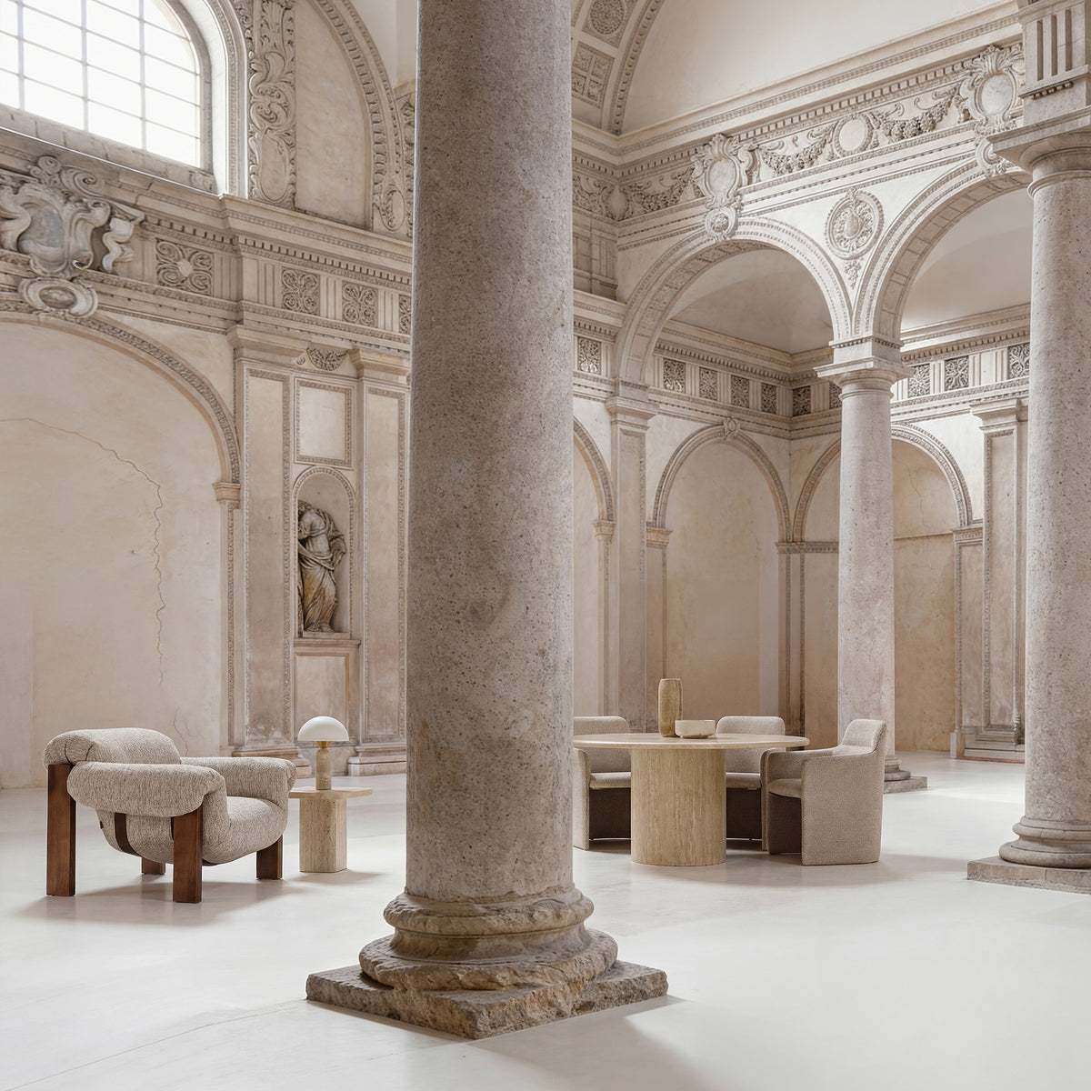 Sillón de comedor tapizado beige Cala Carbó