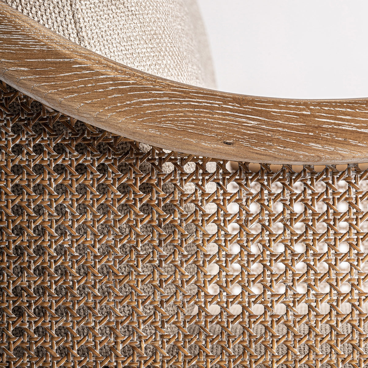 Sillón de fresno tapizado beige Cala Tarida