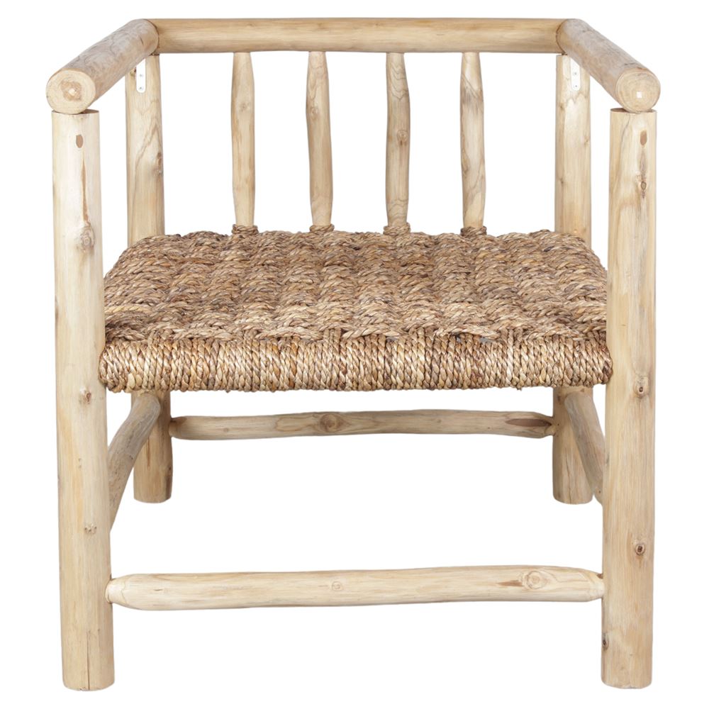 Sillón de madera tropical y fibra natural Abel