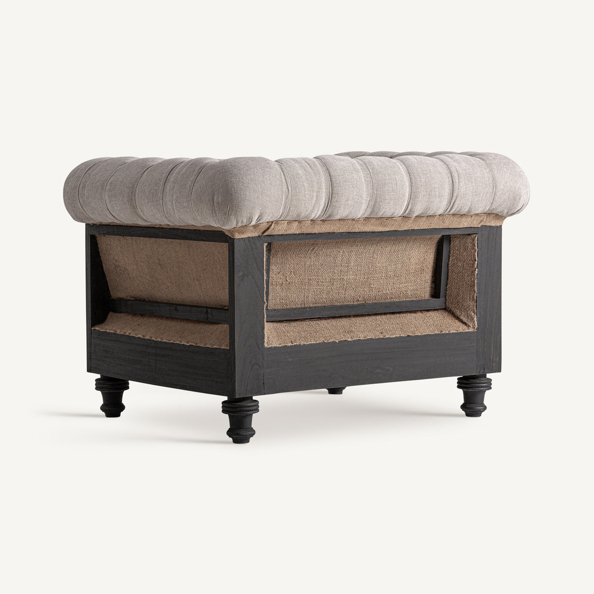 Sillón de mindi negro y tapizado beige Sant Jordi