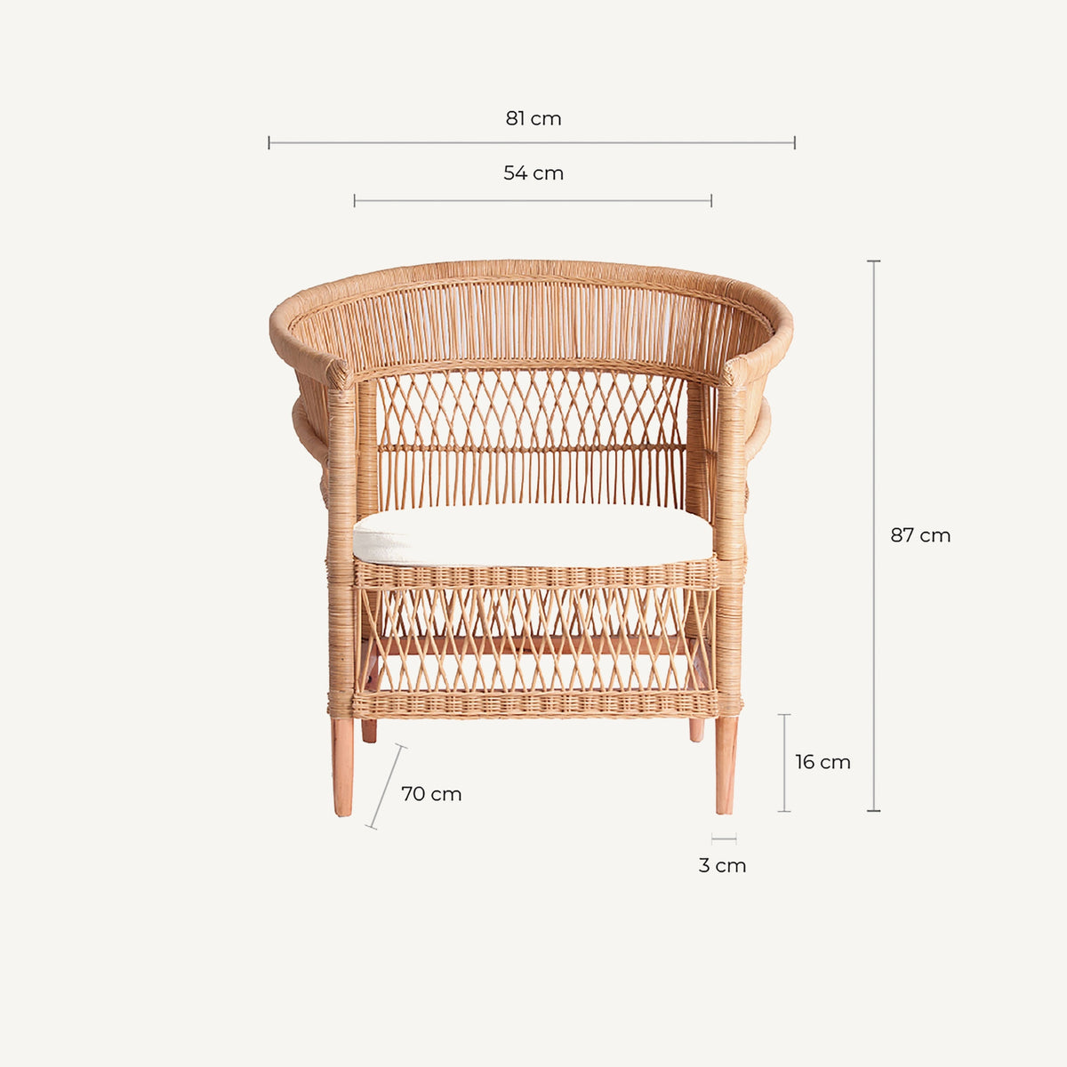 Sillón de ratán con cojín Sant Josep