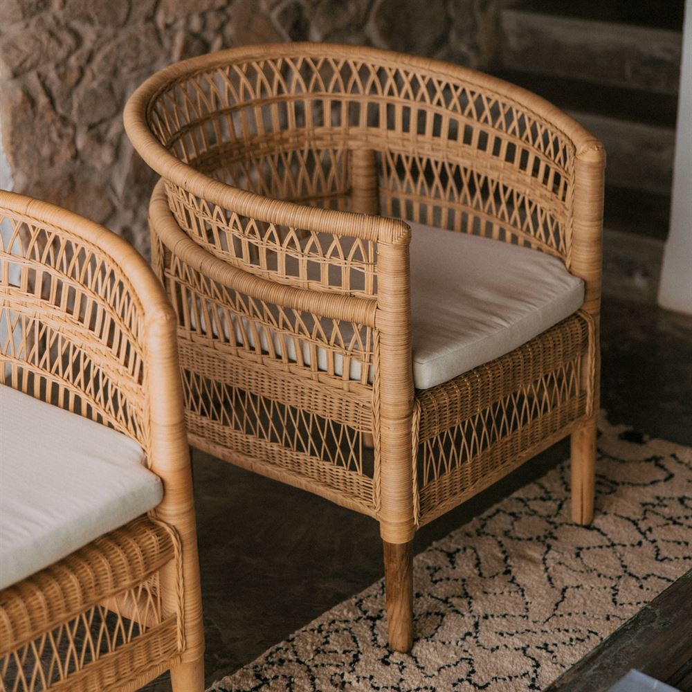 Sillón de ratán natural con brazos Albano