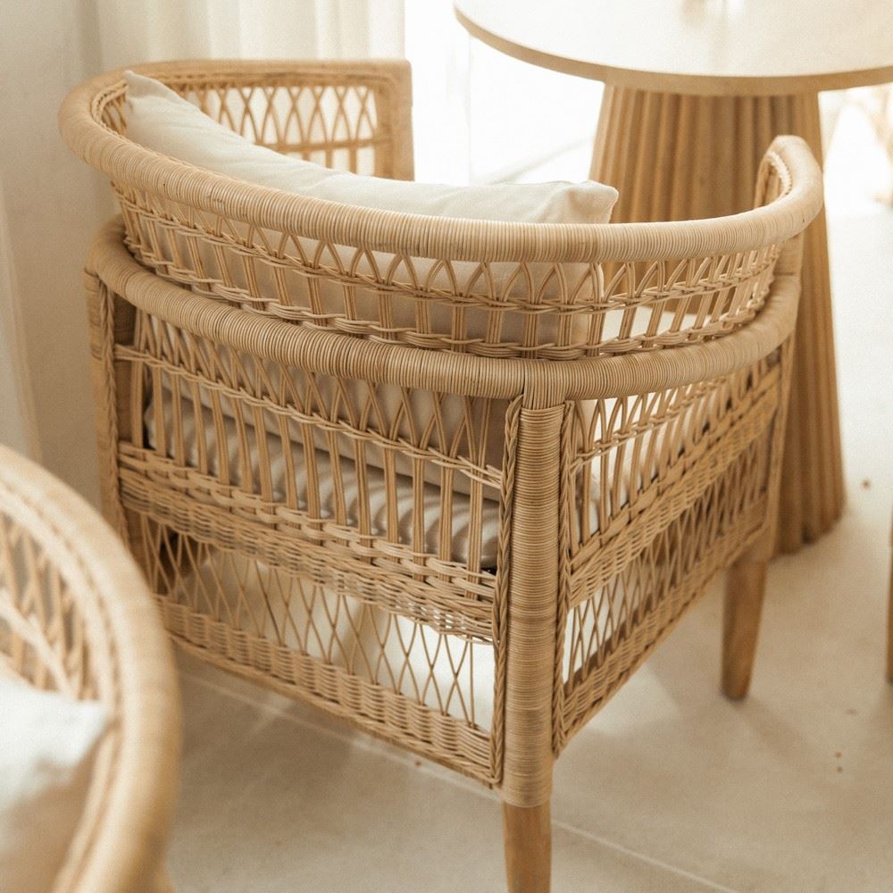 Sillón de ratán natural con brazos Albano