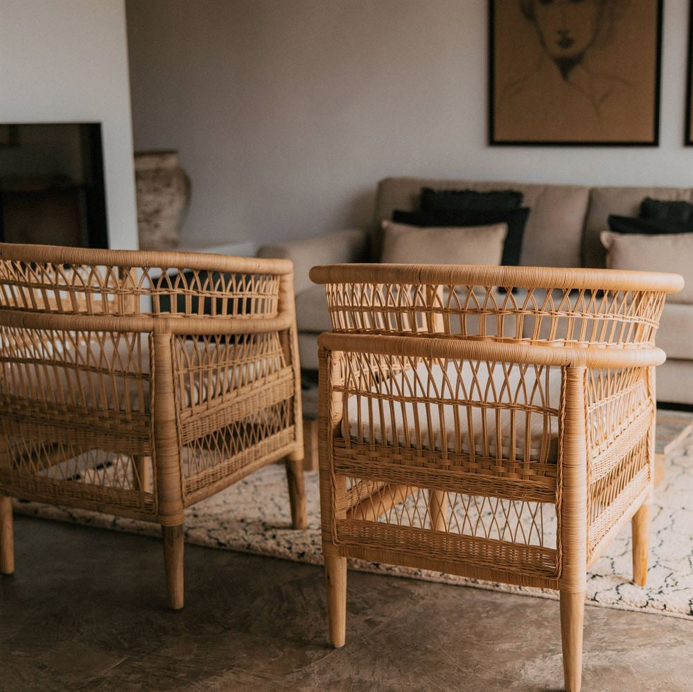Sillón de ratán natural con brazos Albano
