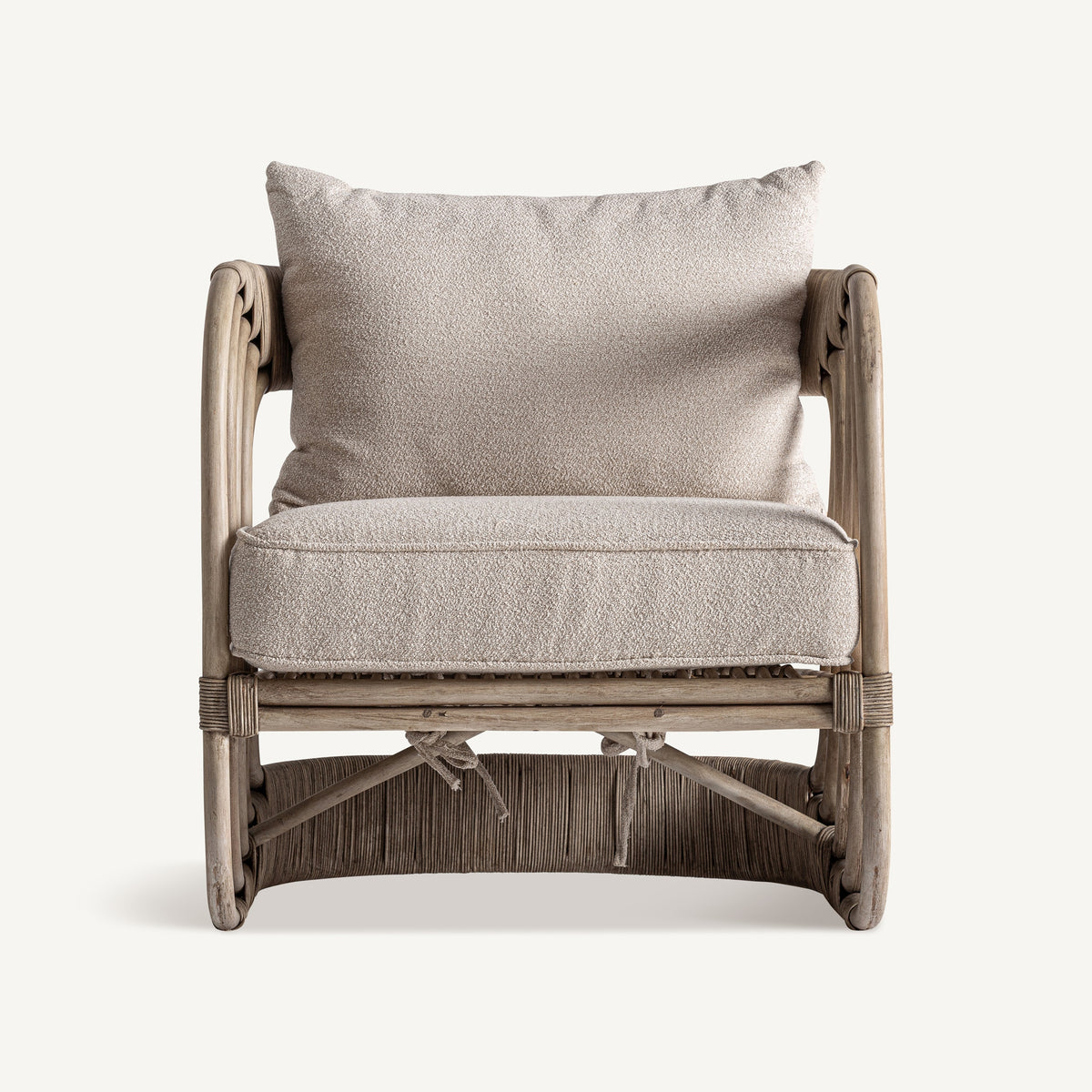 Sillón de ratán tapizado beige Cala Boix