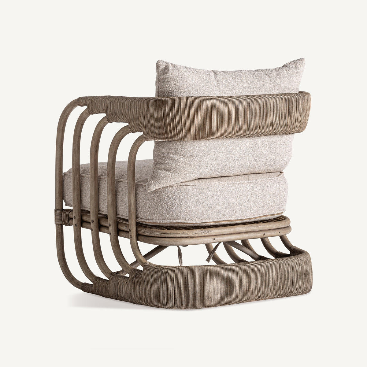 Sillón de ratán tapizado beige Cala Boix