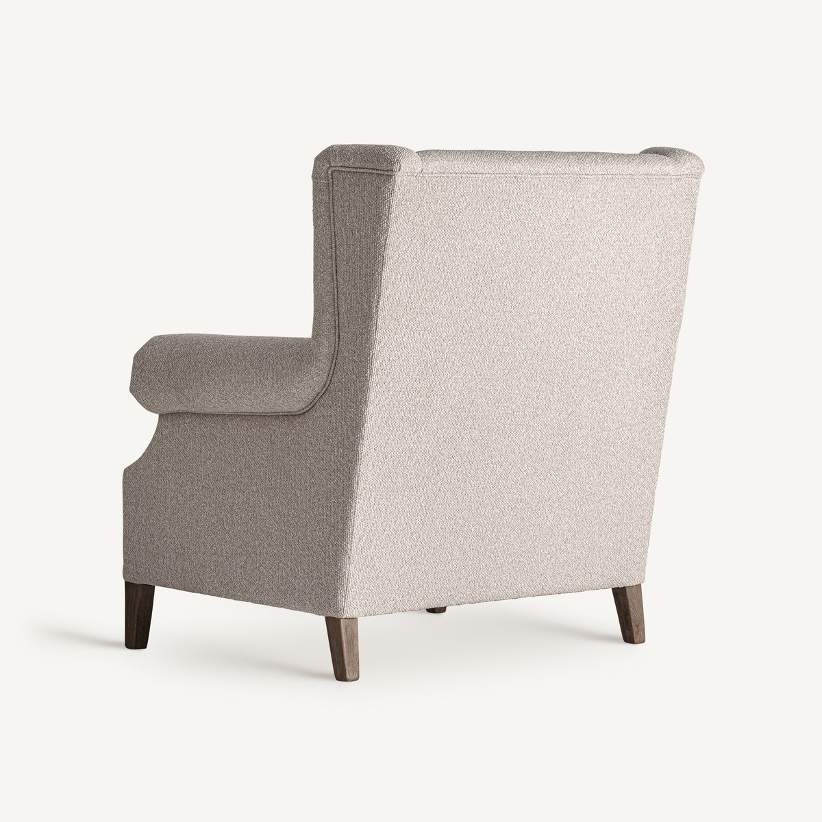 Sillón de respaldo alto de fresno y crema Aigües Blanques