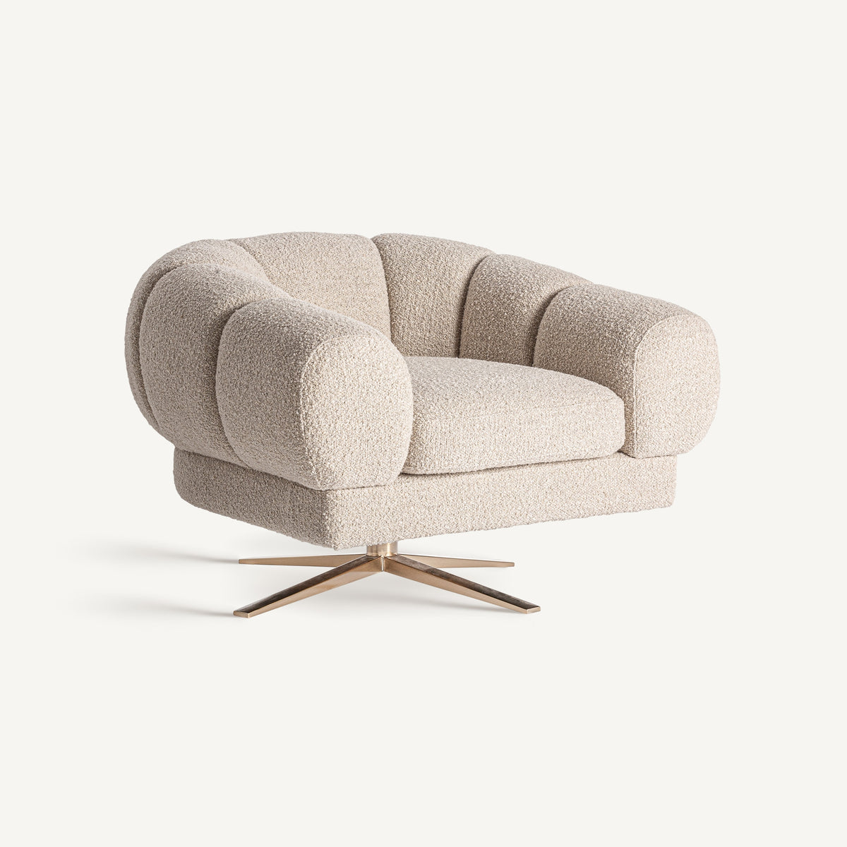Sillón tapizado blanco roto y cobre Sant Antoni