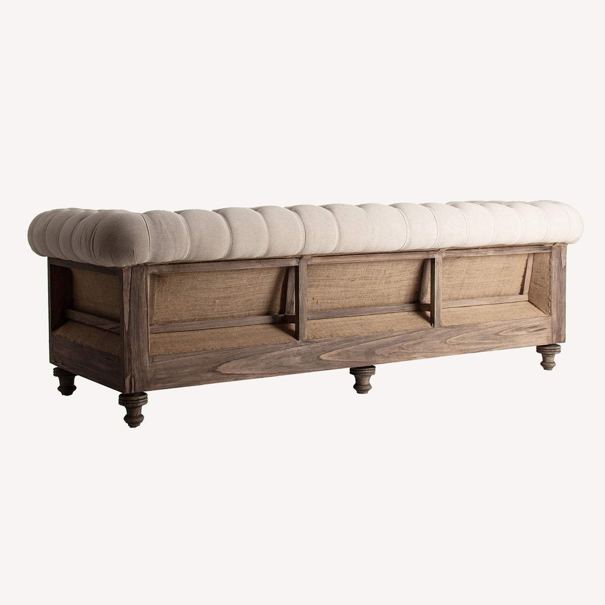 Sofá capitoné de madera y poliéster Menton marrón