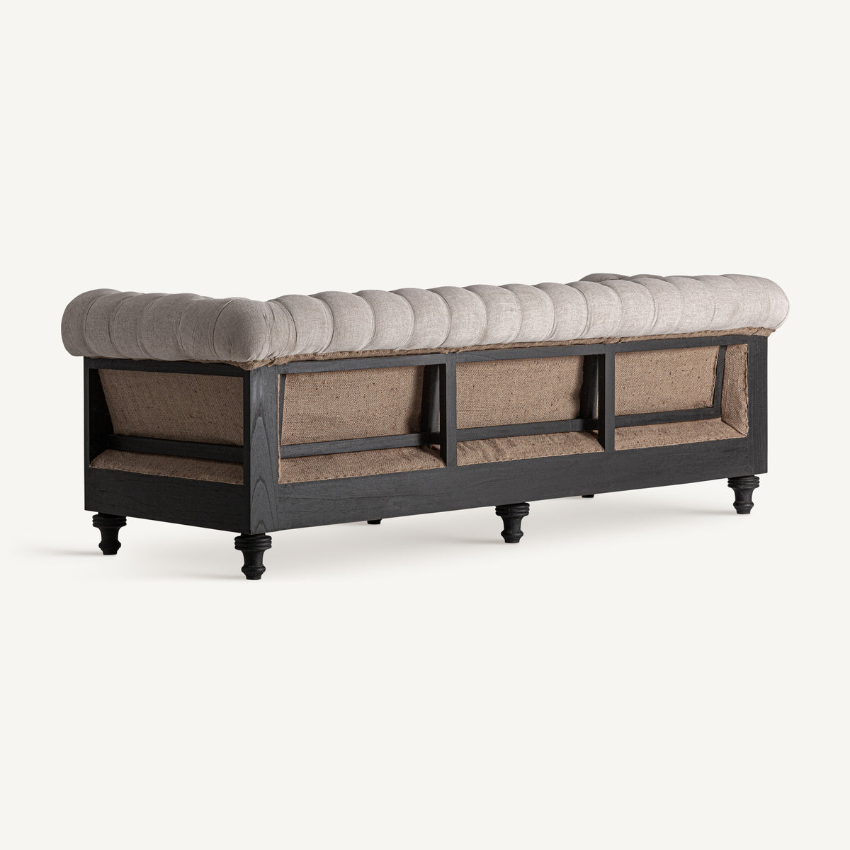 Sofá capitoné de madera y poliéster Menton negro