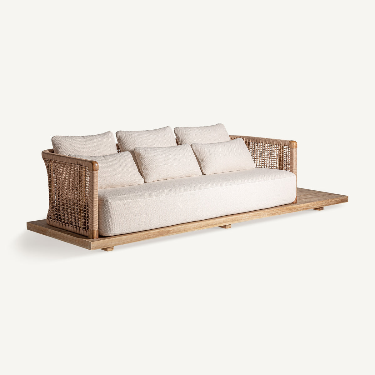 Sofá de exterior de teca reciclada Nonza 320 cm beige