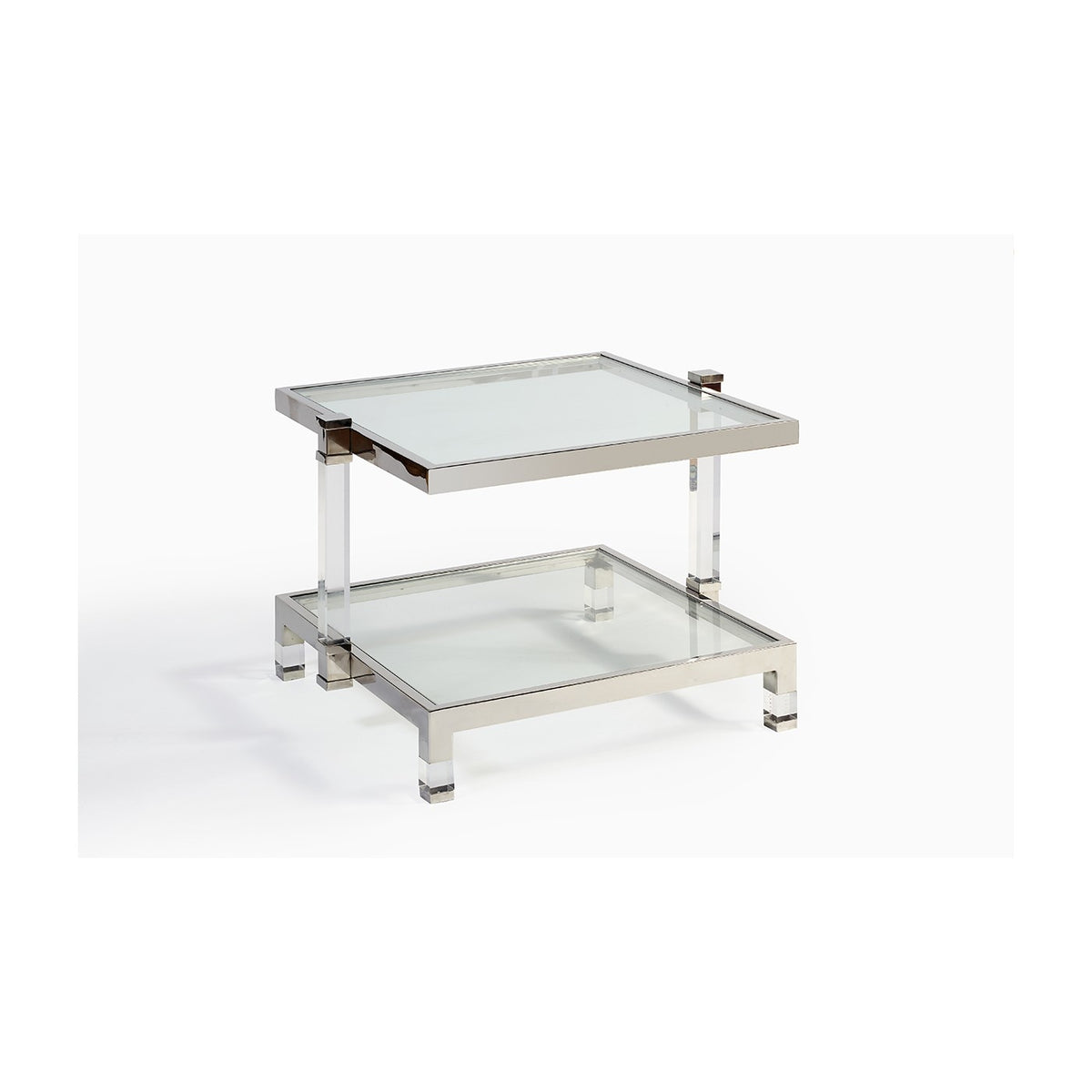 Mesa auxiliar de acero y cristal con doble tablero Jimera