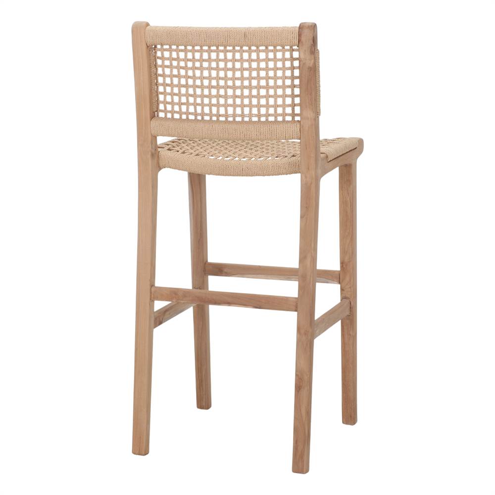 Taburete alto de teca y cuerda Ermanno