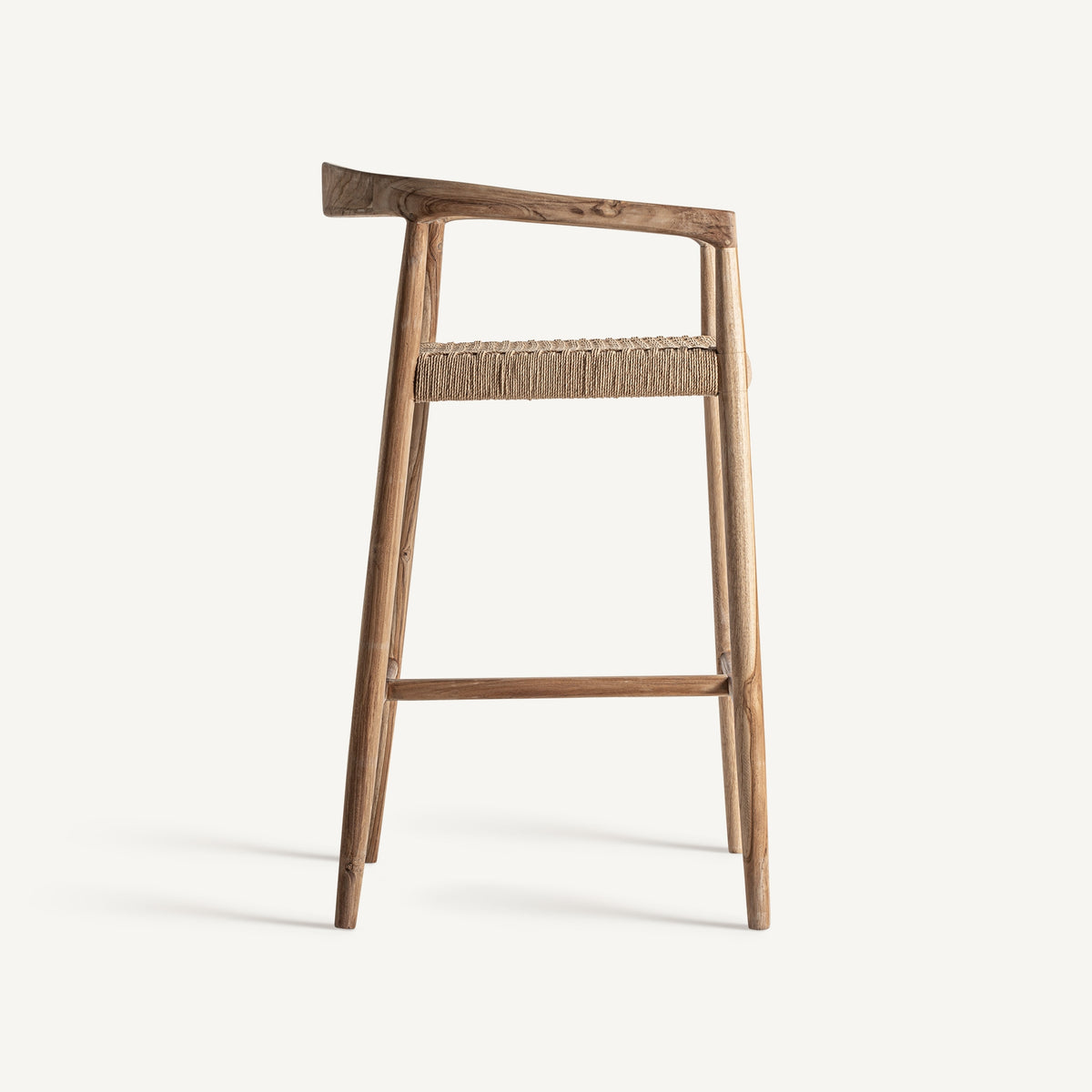 Taburete alto de teca y fibra natural Solenzara 101 cm