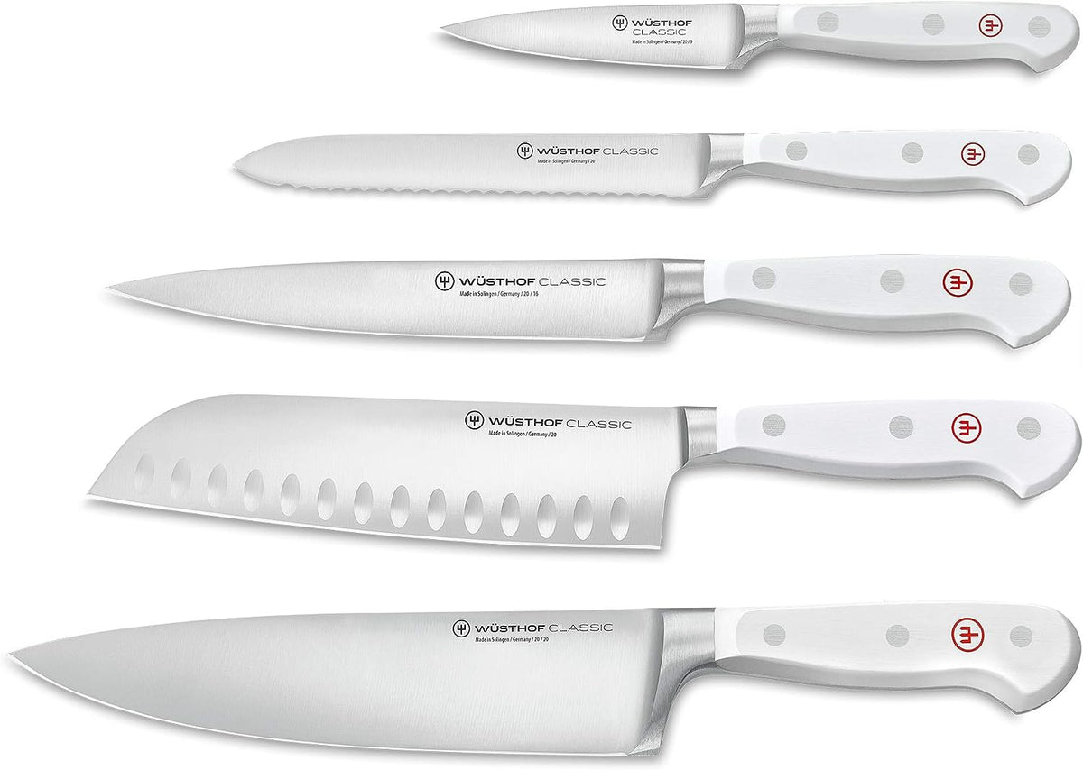 Taco Wüsthof Classic White 5 Piezas Santoku - #pino_y_jacaranda#