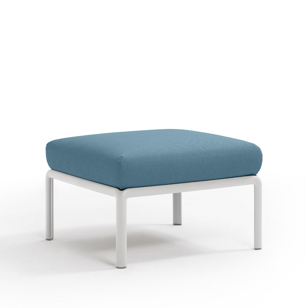 Set de sofá rinconera Komodo con puf y mesa de centro Nardi – Puf Komodo, blanco / azul oscuro