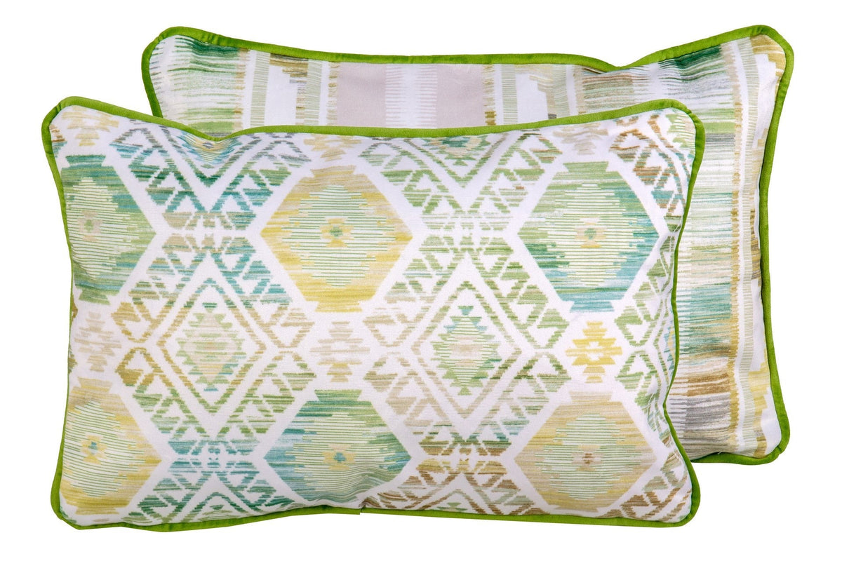 Cojín Étnico Raya Velvet Tonos Verdes, Celestes y Amarillos - #pino_y_jacaranda#