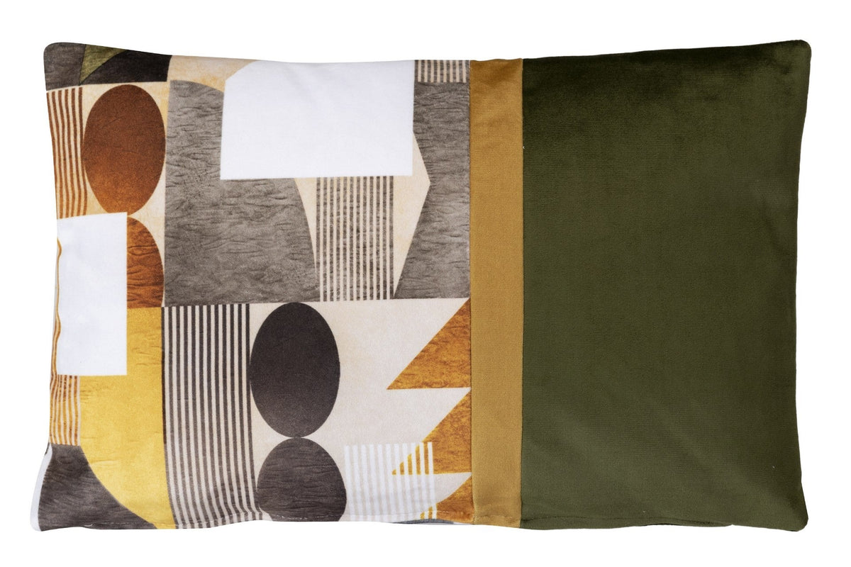 Cojín Velvet Terciopelo Geométrico Verde Mostaza - #pino_y_jacaranda#