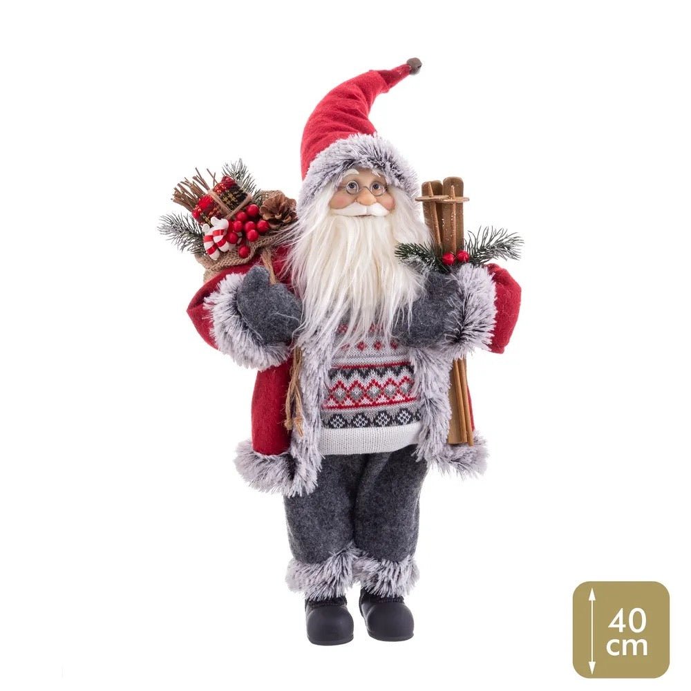 Figura Navideña Papá Noel con Esquís - #pino_y_jacaranda#