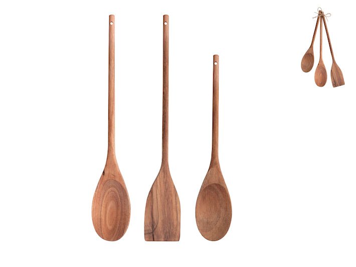 Juego de 3 Piezas Utensilios Madera de Cocina - #pino_y_jacaranda#