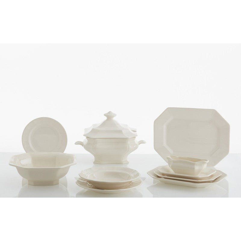 Vajilla La Cartuja de Sevilla Colección Ochavada Blanca 56 Piezas - #pino_y_jacaranda#