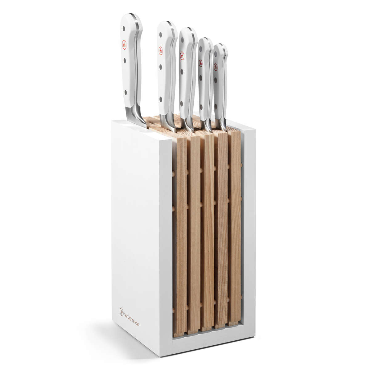 Bloque de 6 piezas Wüsthof Classic White con cuchillo de pan