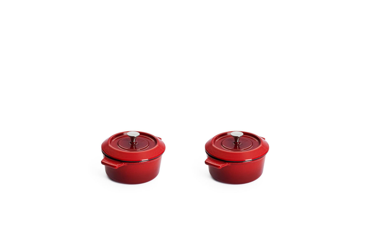 Set de 2 minicacerolas de hierro fundido Woll Iron 10 cm rojo chili