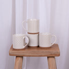 Set de 4 Tazas Blanco Relieve