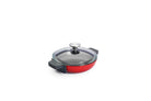 Sartén de servir de hierro fundido Woll Iron 20 cm con tapa de cristal rojo chili