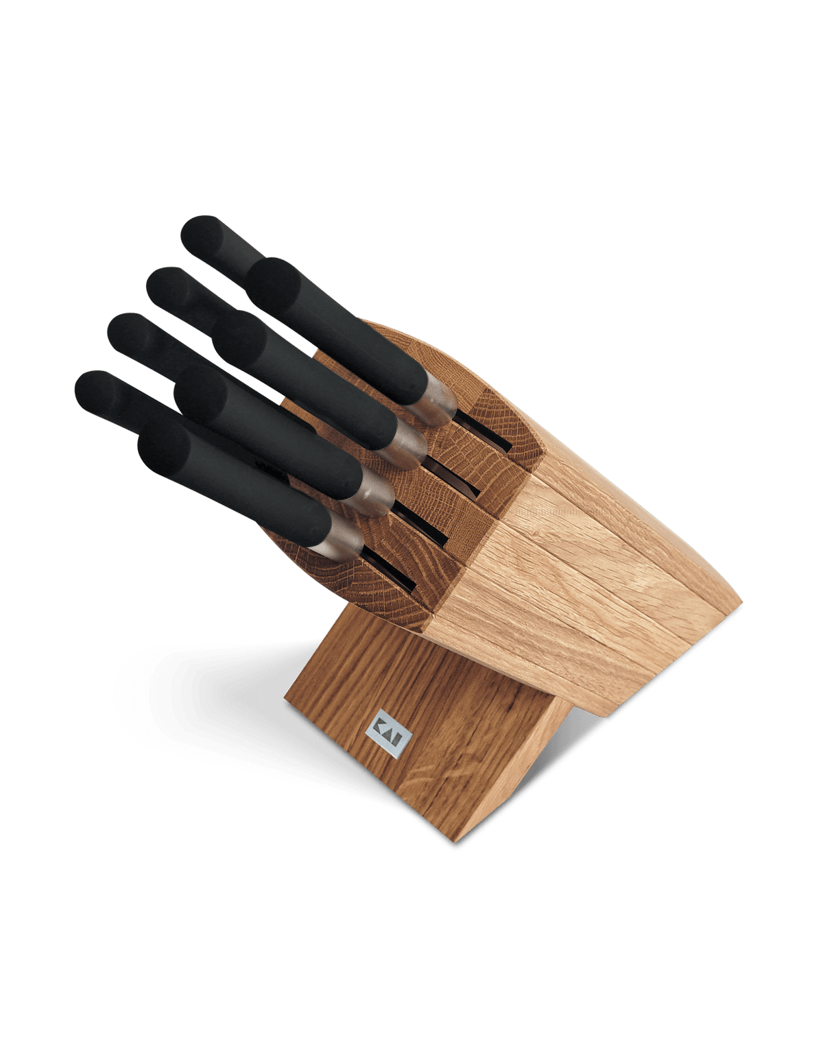 Bloque Kai Wasabi Black de roble con 8 cuchillos