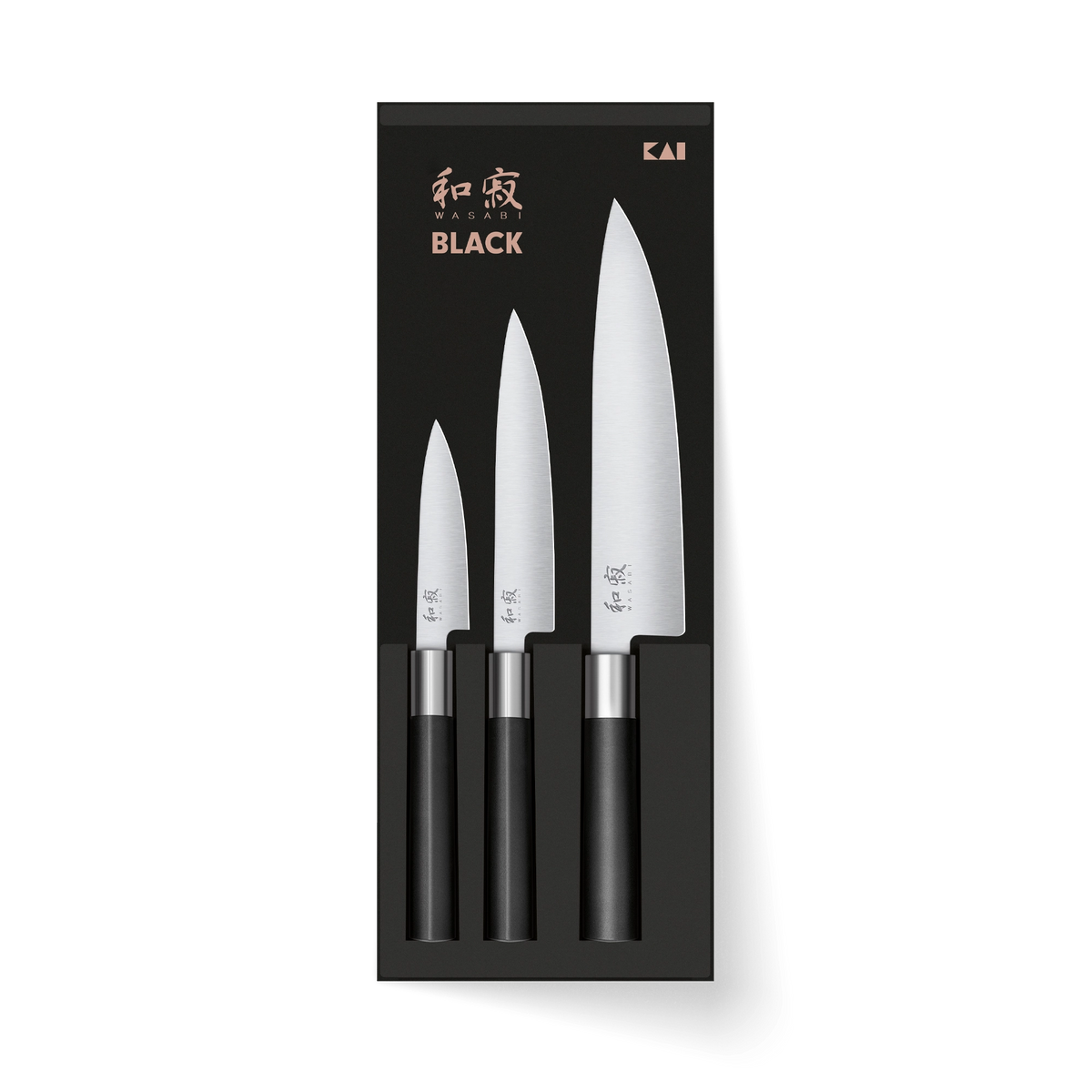Set de 3 cuchillos Kai Wasabi Black con cuchillo de chef