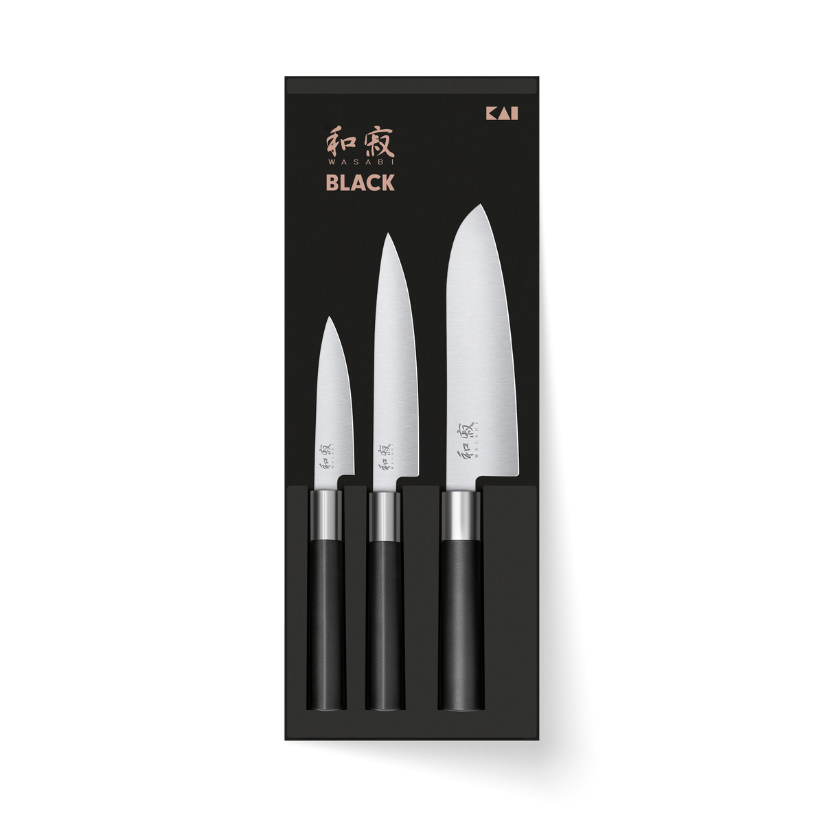 Set de 3 cuchillos Kai Wasabi Black con santoku