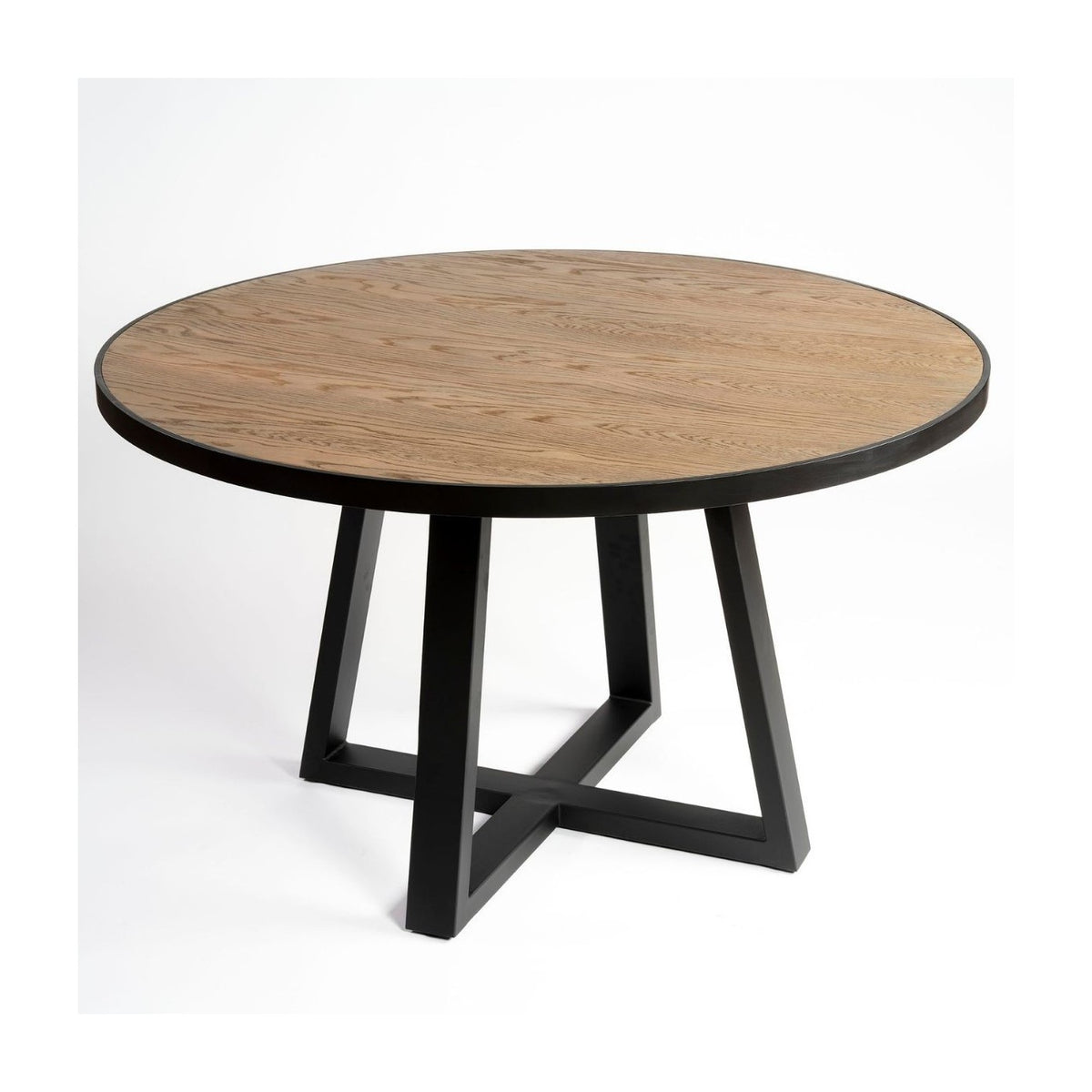 Mesa de comedor redonda de roble y patas en aspa Belmonte