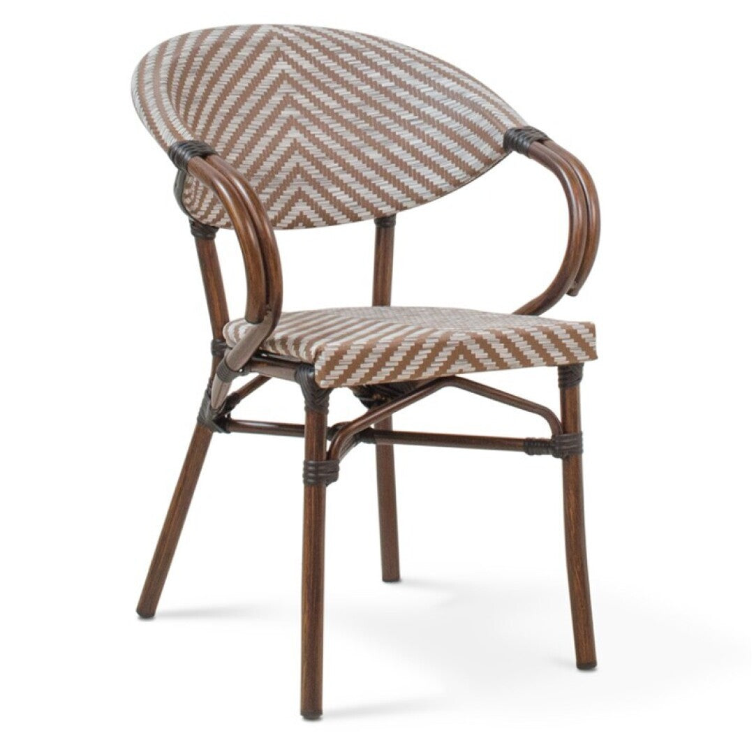 Silla con brazos de aluminio efecto ratán Young